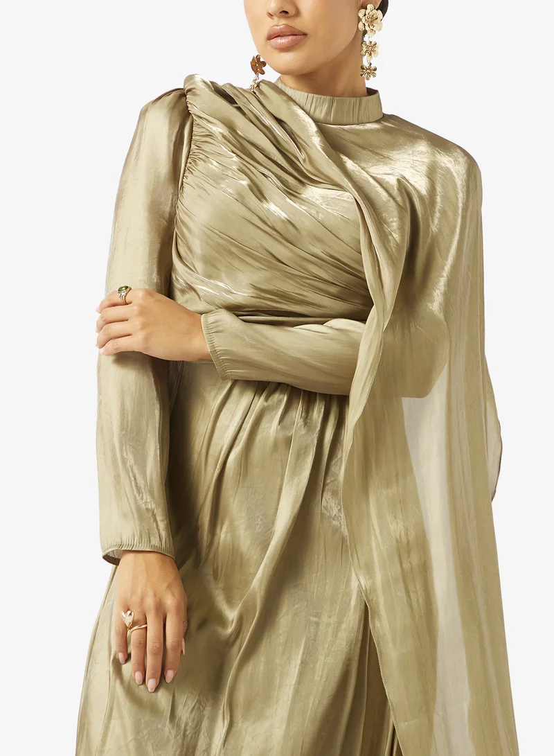 Khizana  Drape Dress With Trail for Women | Best Price UAE